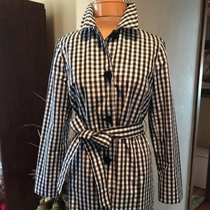 ❗Talbots Gingham Black White Trench Coat 2P❗